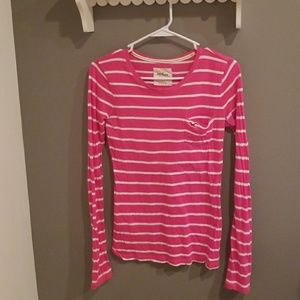 Hollister pink and white stripe long sleeve